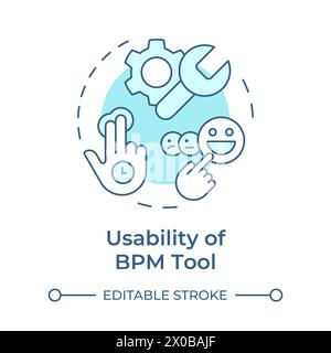 BPM tool usability soft blue concept icon Stock Vector