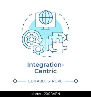 Integration-centric soft blue concept icon Stock Vector