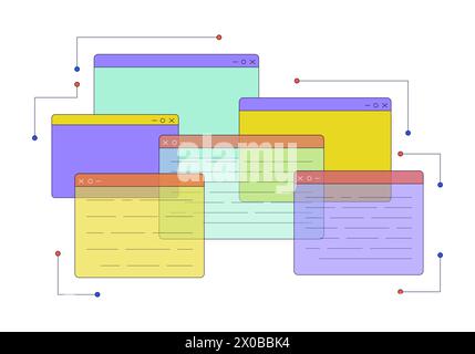 Programming webpages 2D linear cartoon object Stock Vector