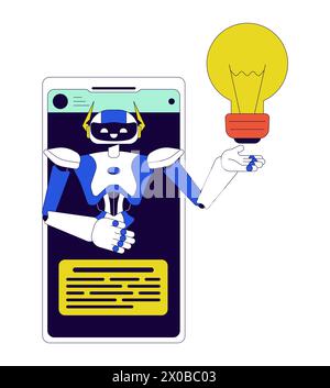 AI assistant cellphone 2D linear cartoon object Stock Vector
