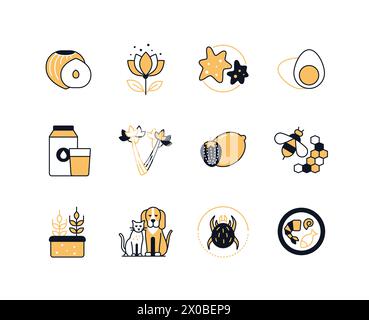 Allergens - modern line design style icons set Stock Vector