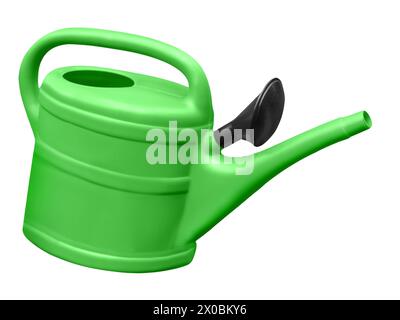 Green watering can isolated on white background Stock Photo