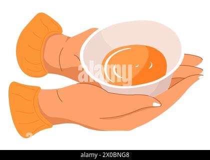 Warm tea poured in cup, hands holding mug vector Stock Vector