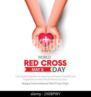 World Red Crescent Day. two hands holding a red heart .abstract vector illustration design Stock Vector