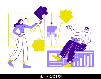 People searching for creative solutions. Teamwork business, puzzle Stock Vector