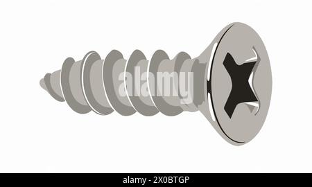 Vector Isolated Illustration of a Screw. Metal screw vectorial image. Stock Vector