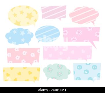 Illustration of text bubble designs for cartoon, comic, manga, message, chat, speech, decoration, print, social media, stickers, tapes, communication Stock Vector