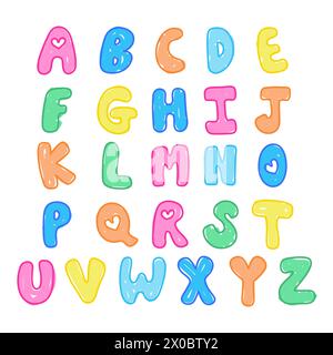 Hand drawn A to Z alphabet letters design for font, cartoon, typography, initials, stickers, campaign logo, icon, card, print, branding, pride month Stock Vector