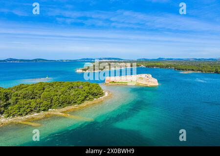 Saint Nicholas fortress in Sibenik bay entrance, Dalmatia, Croatia Stock Photo