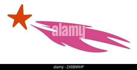 Shooting star with tail, falling celestial body Stock Vector