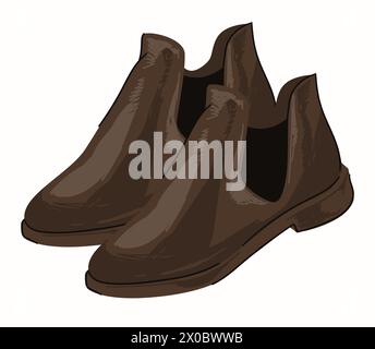 Simple boots made of leather, footwear for men Stock Vector
