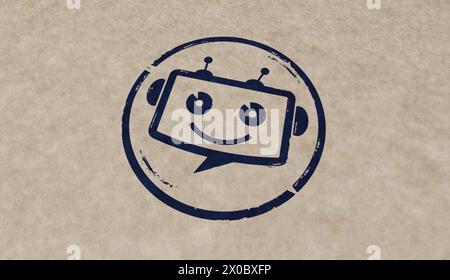 Chatbot ai bot stamp icons in few color versions. Artificial intelligence support robot symbol concept 3D rendering illustration. Stock Photo