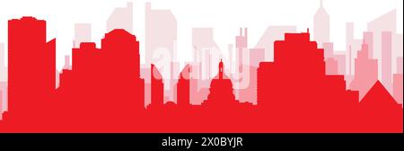 Red panoramic city skyline poster of EDMONTON, CANADA Stock Vector