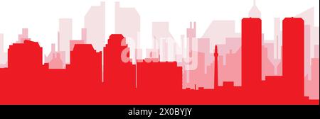 Red panoramic city skyline poster of TIJUANA, MEXICO Stock Vector