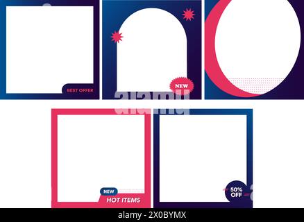 Promotion frames for marketing, online shopping, standee, print, card, banner, background, wallpaper, ad template, memo, sticky notes, new item, sale Stock Vector