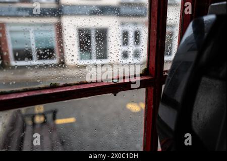 TELEPHONE BOX RED DETAILS Stock Photo