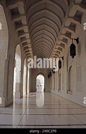 Sultan Qaboos Grand Mosque Arcade (Riwaq)  Muscat Oman Stock Photo