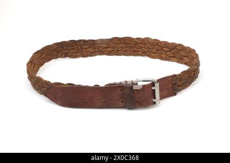Vintage Wide Brown Leather Plaited Belt Stock Photo