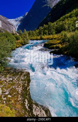 Briksdal Glacier, Briksdalsbreen, Jostedalsbreen Glacier, Jostedalsbreen National Park, Norway, Scandinavia, Europe Stock Photo