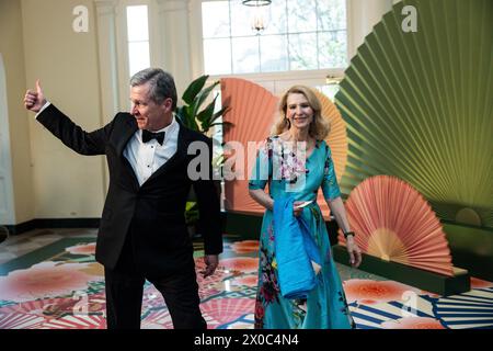 Governor Roy Cooper (Democrat of North Carolina), and Kristin Cooper, arrive for the State Dinner hosted by United States President Joe Biden and first lady Dr. Jill Biden honoring Prime Minister Kishida Fumio and Mrs Yuko Kishida of Japan in the Booksellers area of the White House in Washington, DC on Wednesday, April 10, 2024.Credit: Tierney L. Cross/CNP /MediaPunch Stock Photo