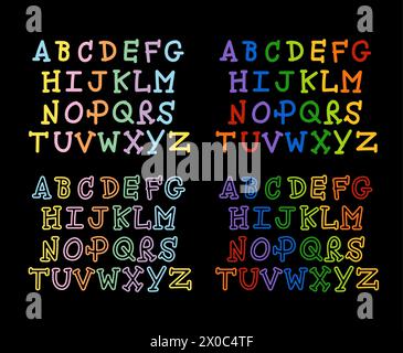 Colourful A to Z alphabet letters design for rainbow font, cartoon, typography, initials, stickers, campaign logo, icon, calligraphy, pride month Stock Vector