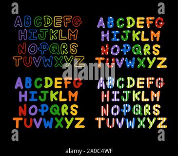 Rainbow A to Z alphabet letters design for colourful font, cartoon, typography, initials, stickers, campaign logo, icon, calligraphy, pride month Stock Vector