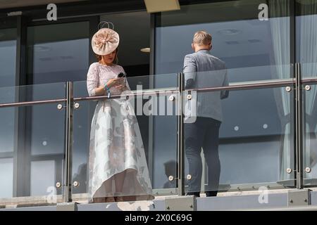 Race fans start to take there positions in the stands ahead of the Randox Grand National 2024 Opening Day at Aintree Racecourse, Liverpool, United Kingdom, 11th April 2024 (Photo by Mark Cosgrove/News Images) in, on 4/11/2024. (Photo by Mark Cosgrove/News Images/Sipa USA) Credit: Sipa USA/Alamy Live News Stock Photo