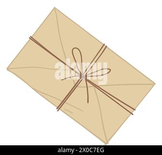 Mail letter sealed with thread, correspondence Stock Vector