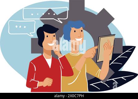 Teamwork progresses and process of development Stock Vector