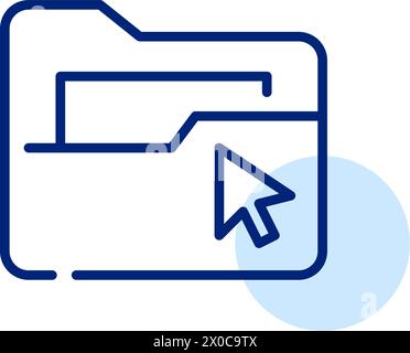 File folder and mouse click. Digital files access, management and interaction. Pixel perfect, editable stroke icon Stock Vector