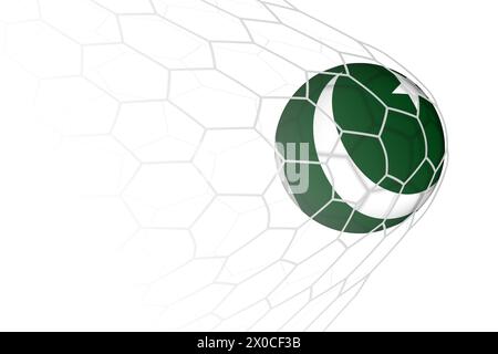 Pakistan flag soccer ball in net. Vector sport illustration. Stock Vector