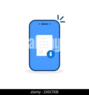 download pdf file by cartoon mobile phone Stock Vector