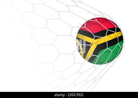 Vanuatu flag soccer ball in net. Vector sport illustration. Stock Vector