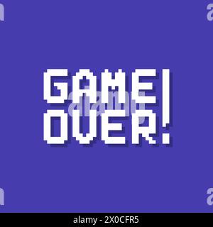 white simple pixelated game over text Stock Vector