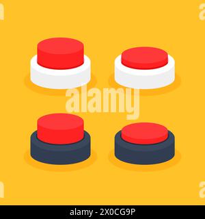 set of red inactive and pressed buttons Stock Vector