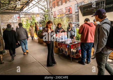 Tabling for Independent Presidential candidate Robert F. Kennedy Jr outside Chelsea Market in Chelsea in New York on Saturday, April 6, 2024.  (© Richard B. Levine) Stock Photo