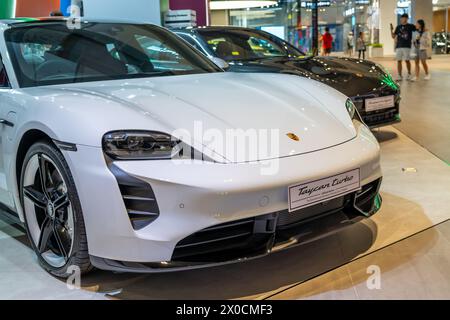 Electric Porsche Taycan Turbo S. Thailand, Bangkok 14 march 2024. Stock Photo