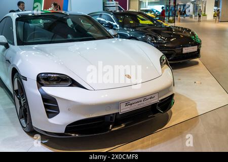 Electric Porsche Taycan Turbo S. Thailand, Bangkok 14 march 2024. Stock Photo