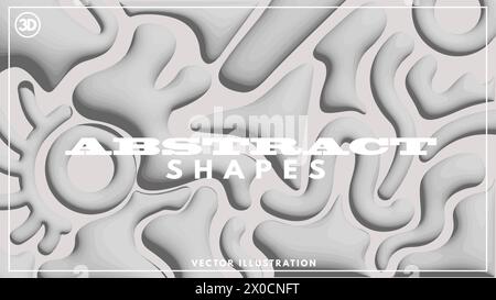 Bold and playful white abstract shapes background design. Vector illustration Stock Vector