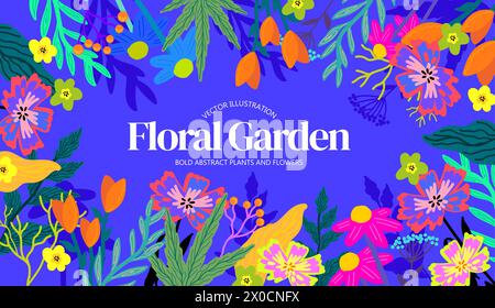 Abstract floral modern plants and flowers collection. Vector illustration Stock Vector