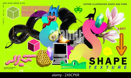 A collection of vector shapes and objects for creating abstract art. Vector illustration. Stock Vector