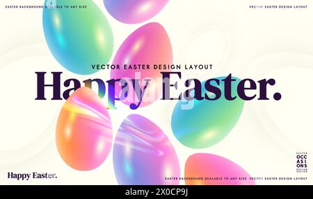 Easter creative abstract background with colourful eggs. Vector design layout. Stock Vector