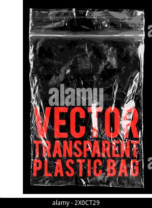 A clear transparent vector grip seal plastic bag. Vector illustration. Stock Vector