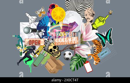 A collection of random objects from the everyday to more wild and unique items for creating vector based decorations. Stock Vector