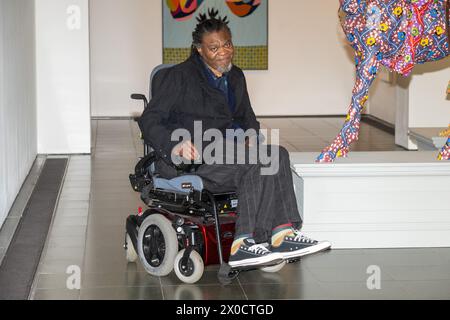 11/04/2024. London, UK Yinka Shonibare (Pictured) with the Decolonised Structures, 2022-2023. Suspended States is the first solo exhibition in 20 years featuring Sanctury City and War Library by Yinka Shonibare at the Serpentine Gallery. The exhibition runs from 12 April- 1 September 2024.  Photo credit: Ray Tang Stock Photo