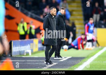 MKM Stadium, Hull, England - 10th April 2024 Liam Rosenior Manager of Hull City - during the game Hull City v Middlesbrough, Sky Bet Championship,  2023/24, MKM Stadium, Hull, England - 10th April 2024 Credit: Arthur Haigh/WhiteRosePhotos/Alamy Live News Stock Photo