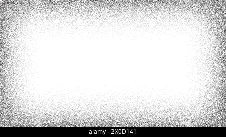 Noise rectangular grain frame gradient. Dot texture effect. Stipple grunge background. Vector pattern template. Stock Vector