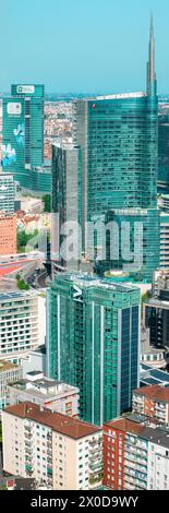 Aerial view of Milan, skyscrapers. Palazzo Lombardia, Unicredit tower and Accenture skyscraper. 04-11-2024. Italy Stock Photo