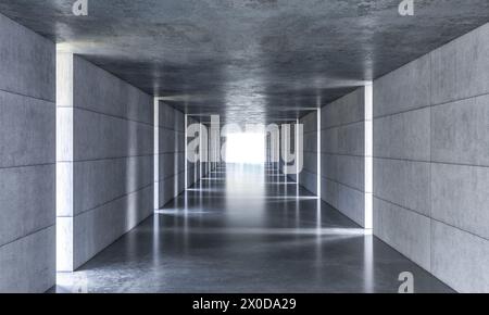 Abstract modern design of a concrete tunnel 3d render Stock Photo