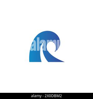 R Wave Logo Simple. Letter R Icon. Water Icon Stock Vector